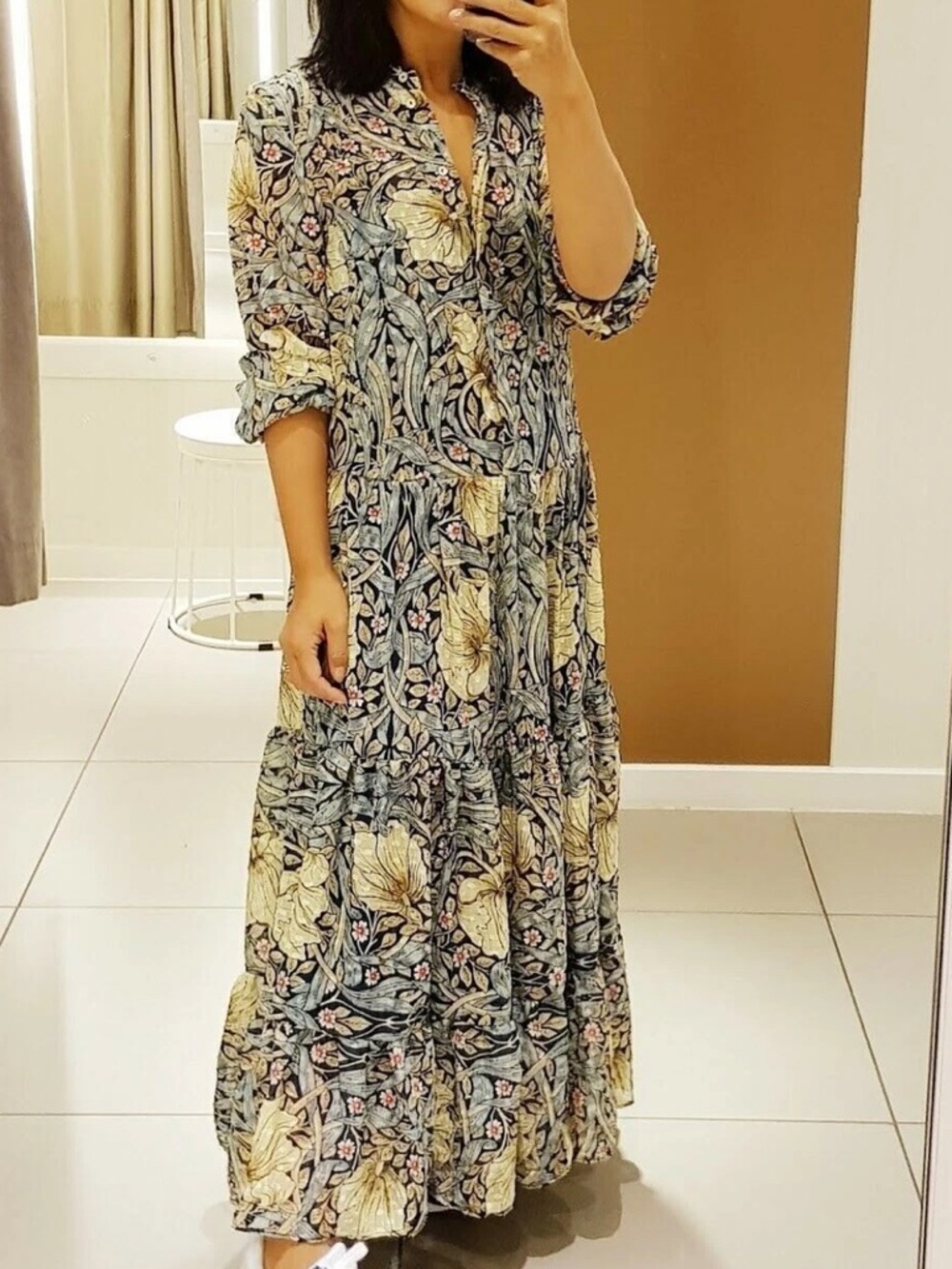 Morris & Co x H&M Pimpernel Floral Tiered Maxi Dress Blue Yellow Size 2 NWOT
